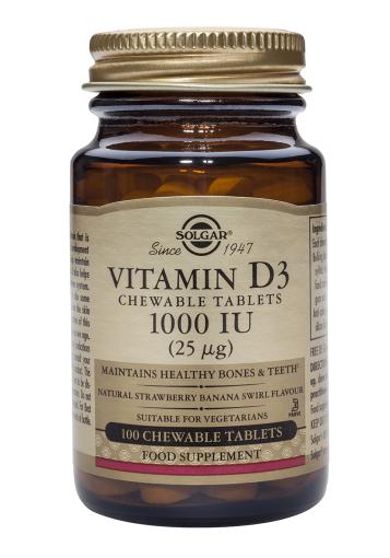 jaleas y energeticos VITAMINA D3 1000 UI (25 mcg.)(Colecalciferol)100 Comp masticables.