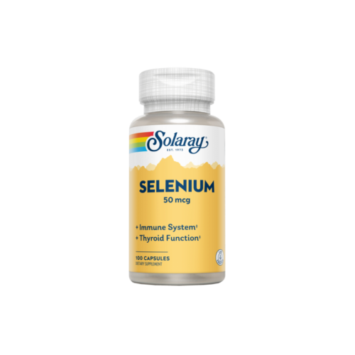 Selenium 50 mcg de Solaray: complemento antioxidante para el sistema inmune y protección celular. 100 cápsulas fáciles de tomar.