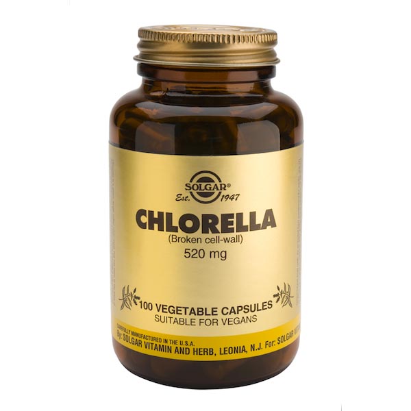 jaleas y energeticos CHLORELLA 520 mg 100 caps (de pared celular rota). CápsVegetales.