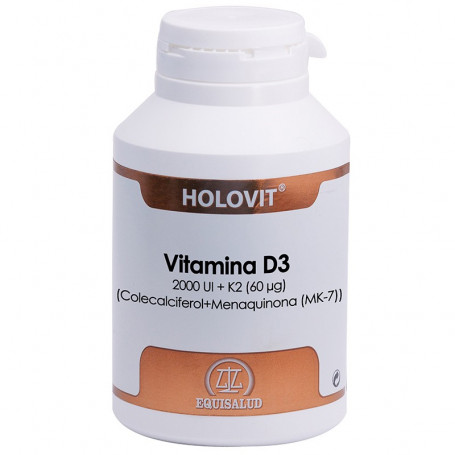 jaleas y energeticos HOLOVIT Vitamina D3 2.000 UI + K2 60 µg (Colecalciferol + Menaquinona (MK-7)) 180 cáp.