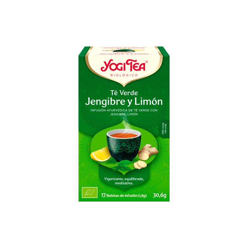 jaleas y energeticos YOGUI TEA TE VERDE JENJIBRE Y LIMON 17 FILTROS BIO