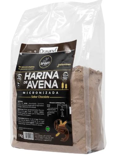 jaleas y energeticos HARINA AVENA SABOR CHOCOLATE 1KG SPORT LIVE DRASANVI