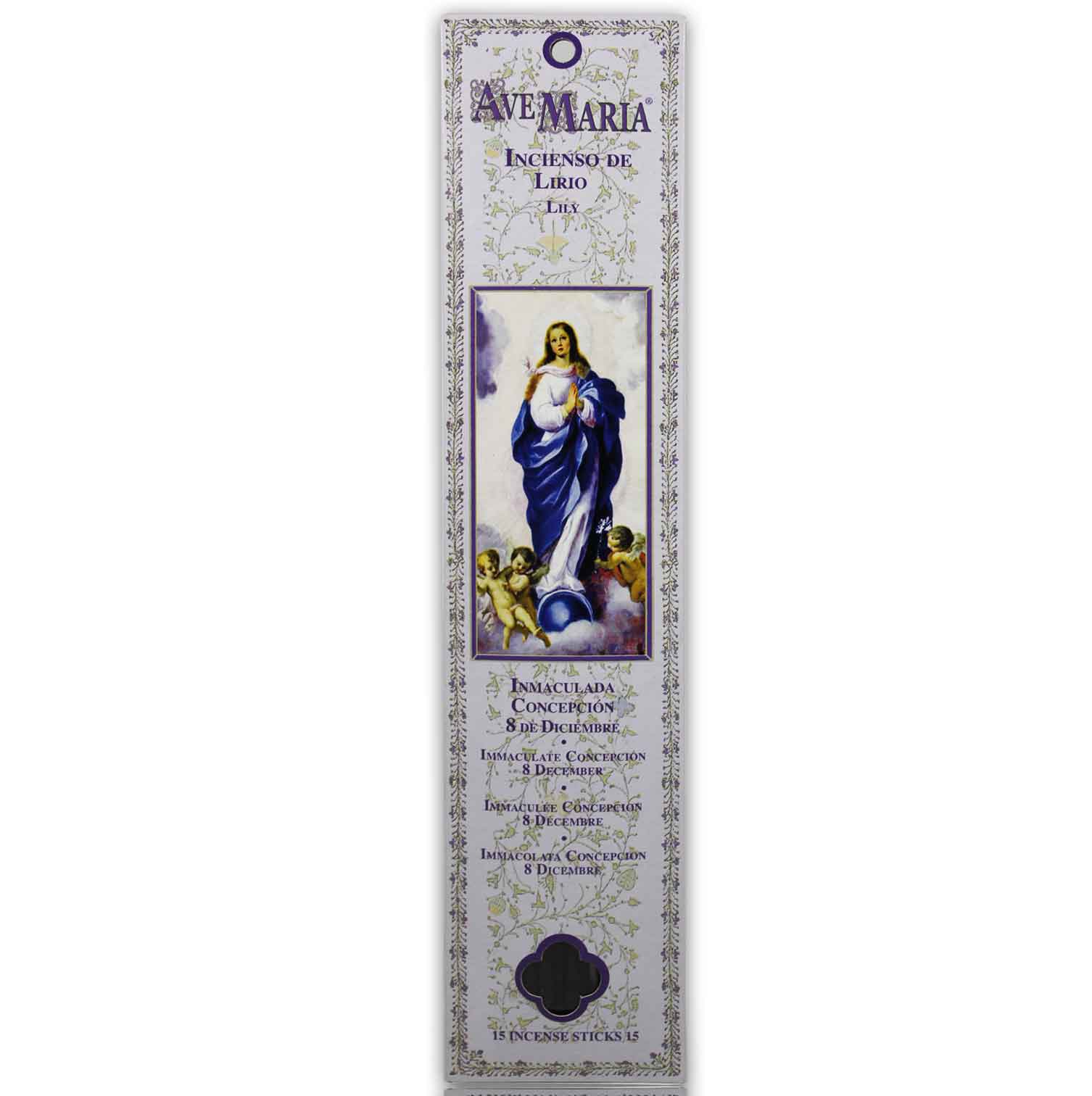 jaleas y energeticos INCIENSO AVE MARIA STICK LIRIO INMACULADA CONCEPCION 15 STICKS