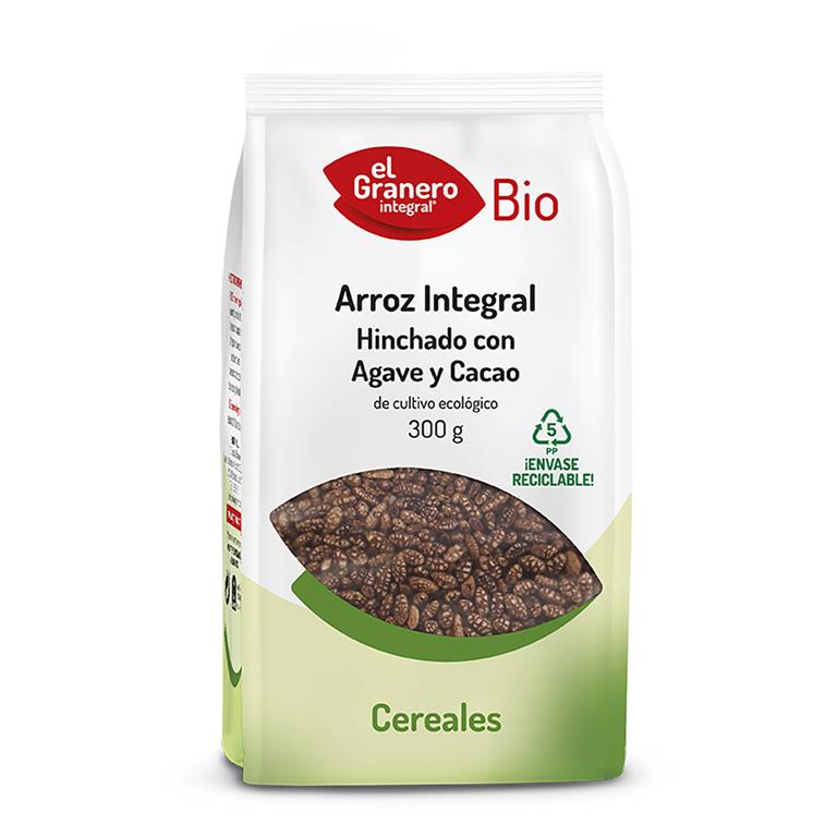 jaleas y energeticos ARROZ INTEGRAL HINCHADO CON AGAVE Y CACAO BIO 300G