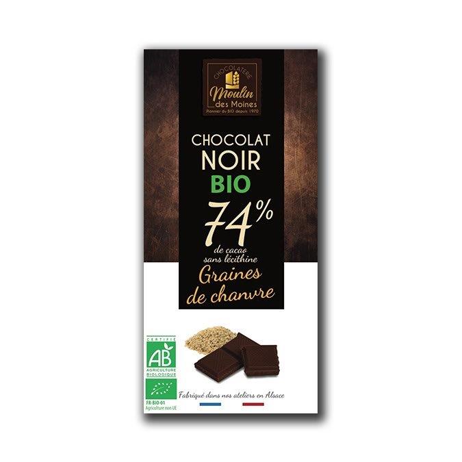 jaleas y energeticos CHOCOLATE NEGRO 74% CAÑAMO BIO 100GR