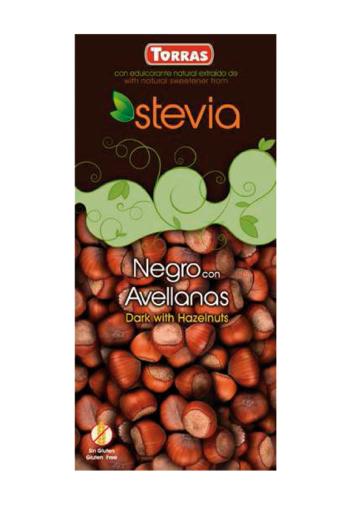 jaleas y energeticos CHOCOLATE NEGRO CON AVELLANAS CON STEVIA, S/GLU, VEG, 125 g