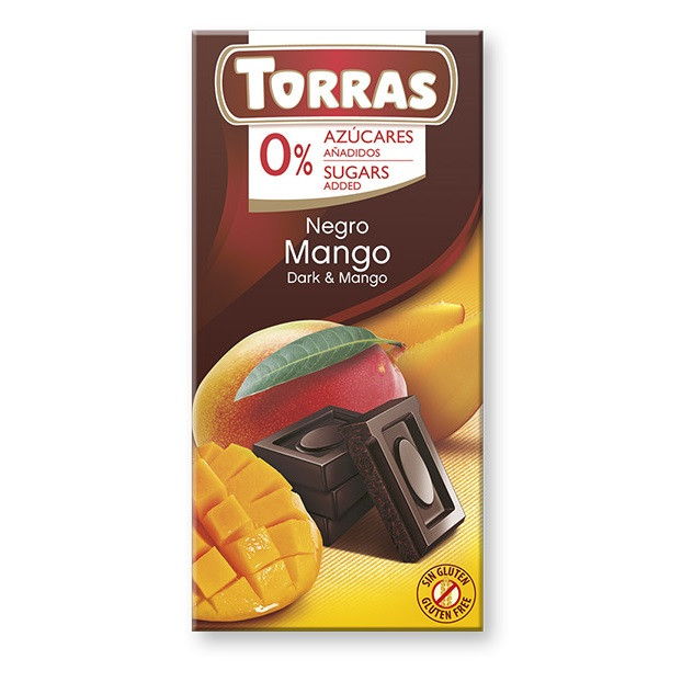 jaleas y energeticos CHOCOLATE NEGRO CON MANGO SIN AZÚCAR, 75 g