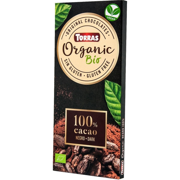 jaleas y energeticos CHOCOLATE NEGRO ORGANIC BIO 100% CACAO, S/GLU 100grs