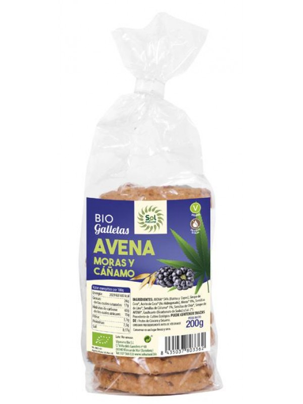 jaleas y energeticos GALLETA AVENA MORAS Y CÁÑAMO BIO 200gr