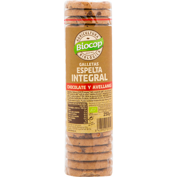 jaleas y energeticos GALLETA ESPELTA INT. CHOCO AVELLANAS 250G  BIO