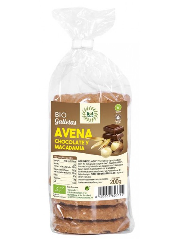 jaleas y energeticos GALLETAS DE AVENA CHOCOLATE Y MACADAMIA BIO 200G