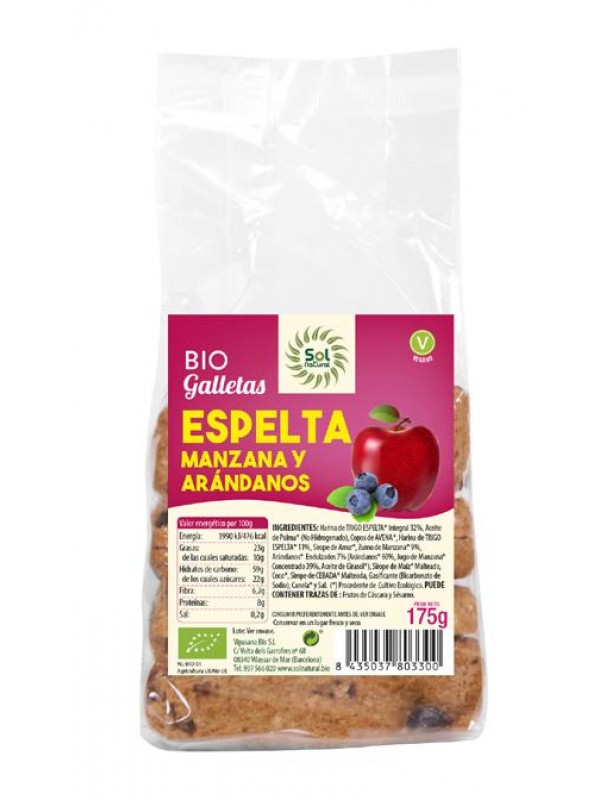 jaleas y energeticos GALLETAS DE ESPELTA MANZANA Y ARANDANOS BIO 250G