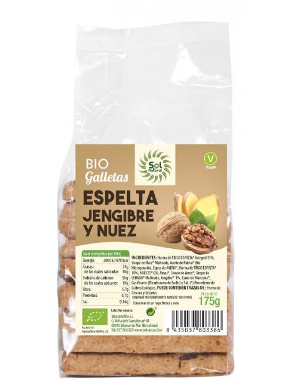 jaleas y energeticos GALLETAS ESPELTA JENJIBRE NUECES BIO 250G