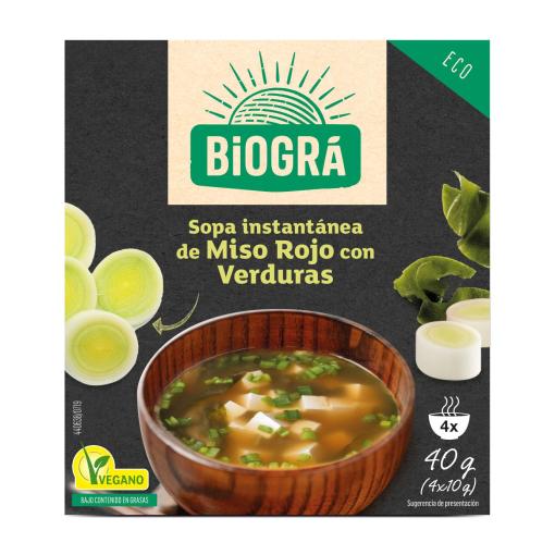 jaleas y energeticos Sopa Miso Rojo con Verduras 4×10 grs Bio