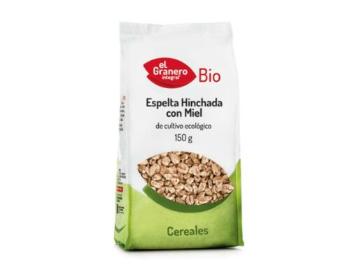 copos, mueslis y salvados TRIGO ESPELTA HINCHADO CON MIEL BIO, 150 g