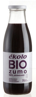 bebidas ZUMO DE ARÁNDANOS BIO, 100% EXPRIMIDO,750ML