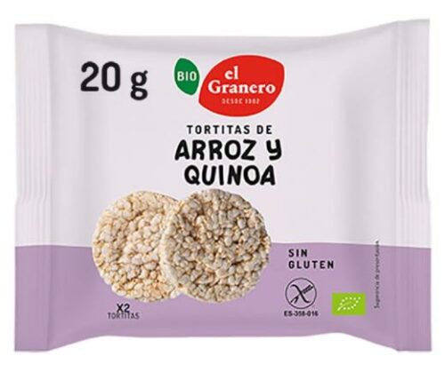 aperitivos y frutos secos TORTITAS DE ARROZ Y QUINOA BIO, 20 g