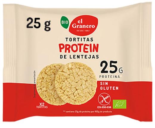 aperitivos y frutos secos TORTITAS PROTEIN DE LENTEJAS SIN GLUTEN BIO, 25 g
