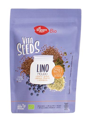 granos y semillas VITASEEDS LINO MOLIDO, CAÑAMO, GIRASOL, SESAMO, CALABAZA Y ARÁNDANOS BIO, 300 g S/G